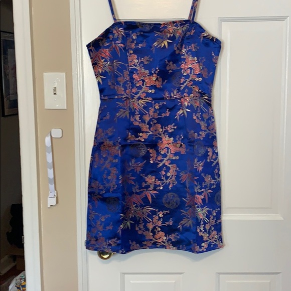 floral jacquard satin cami dress